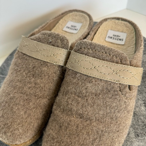 Earth Origins Tan Brown Wool Boston Slip On Clogs Loafers 9 - Picture 8 of 12